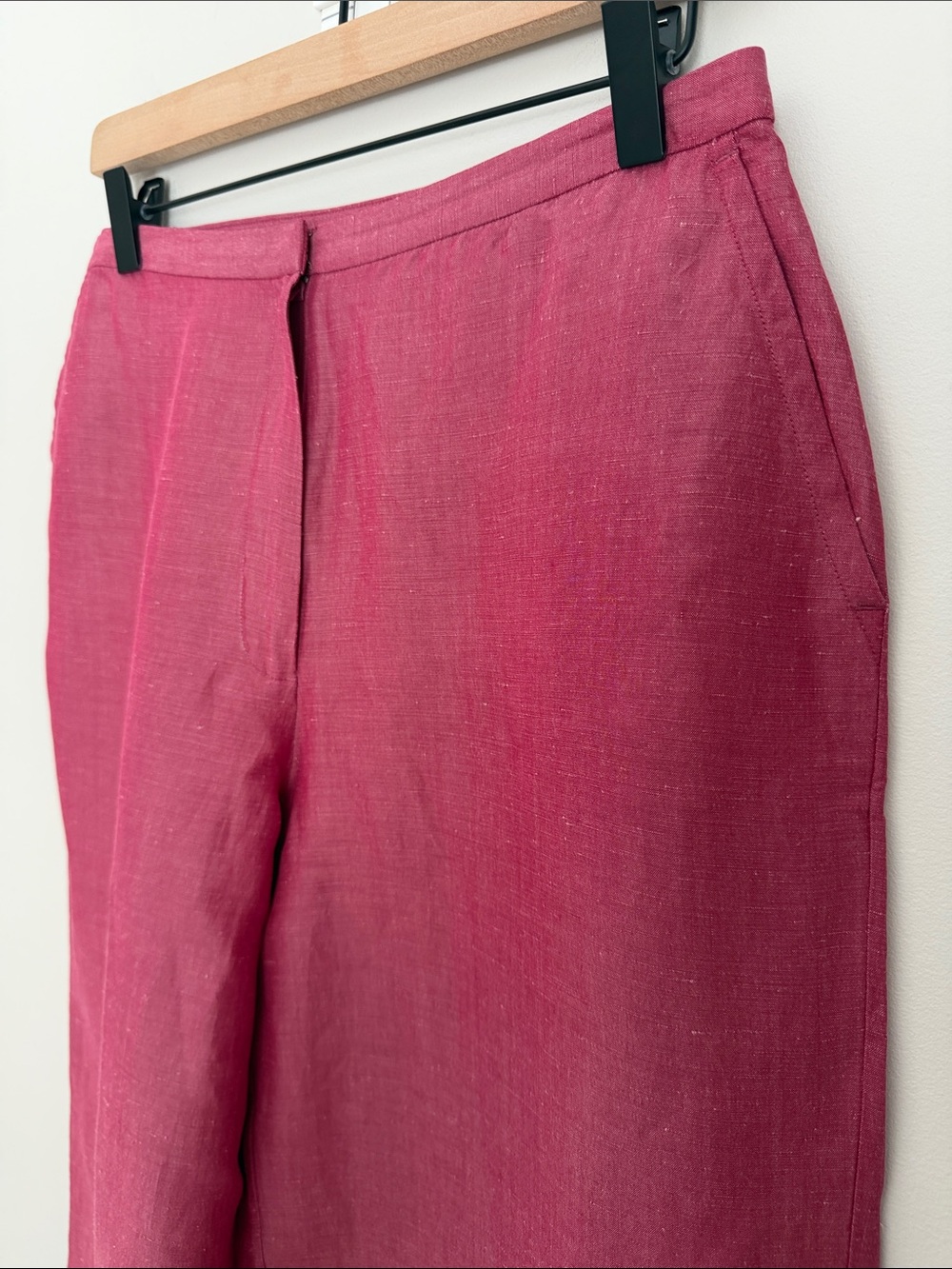 Eileen Fisher Linen Silk Blend Pull-On Cropped Pants Pink Size M - Picture 5 of 12